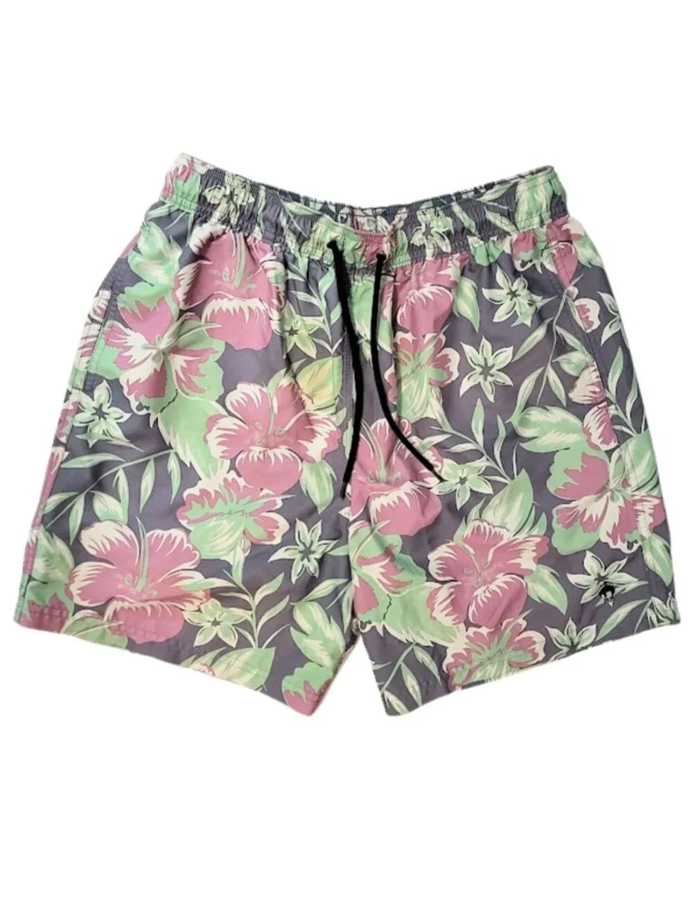 BROOKS BROTHERS Red Fleece Hawaiian Hibiscus Flower Swim Trunks - Men's M